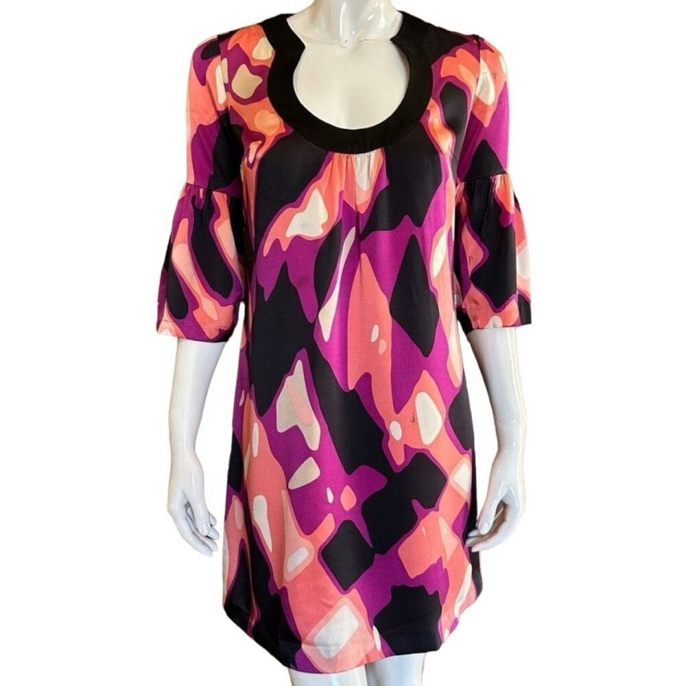 TRINA TURK Silk Bonita Dress Abstract Jewel Print Size 2